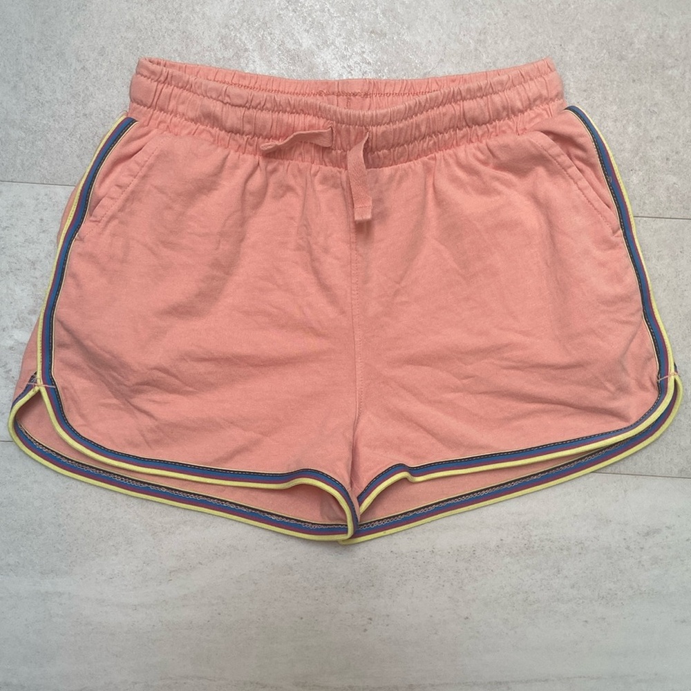 Tea Collection Girls' Peach Shorts with Navy & Yellow Trim